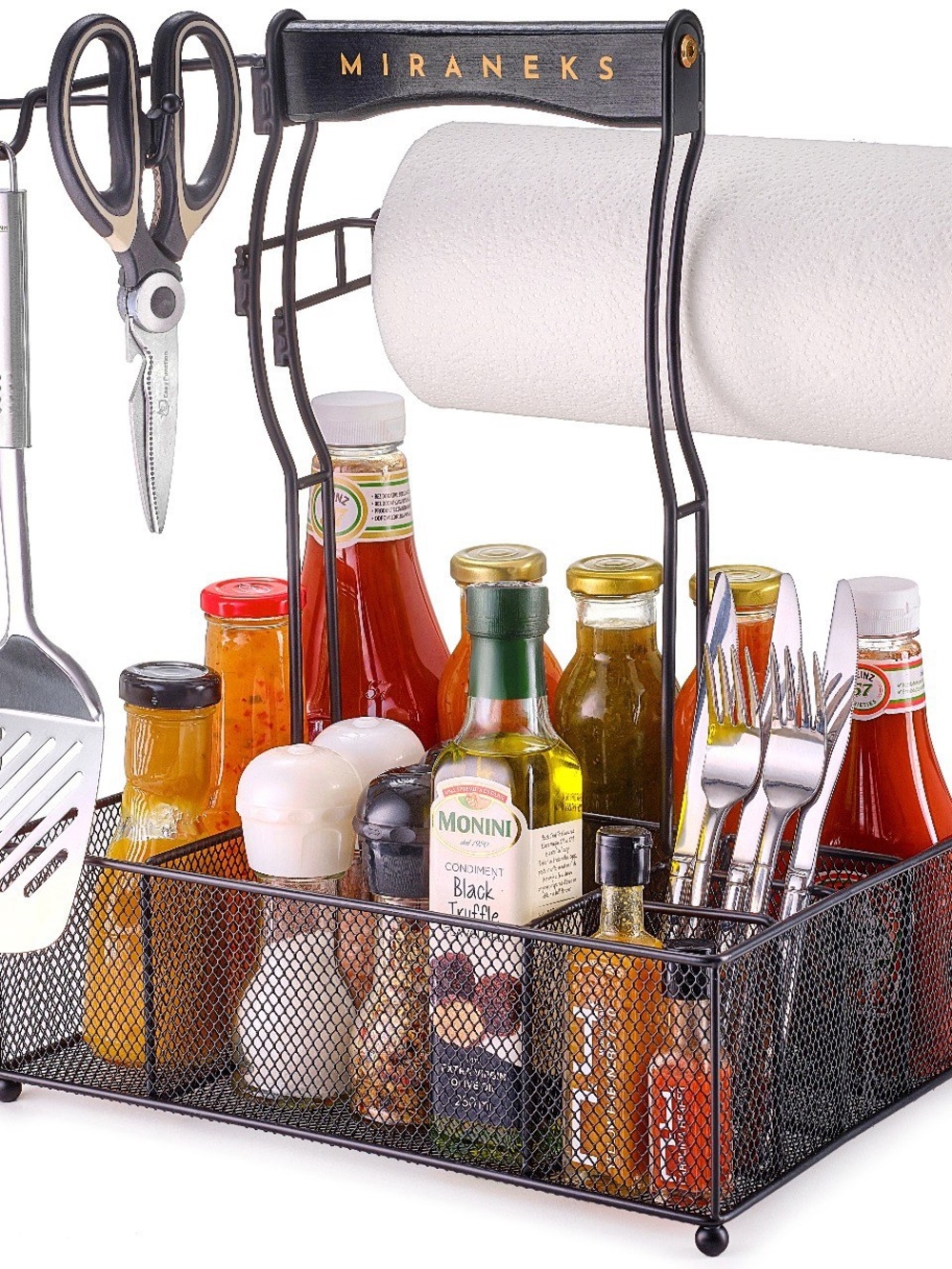 Condiment, Utensil Grill Caddy with Paper Towel Holder